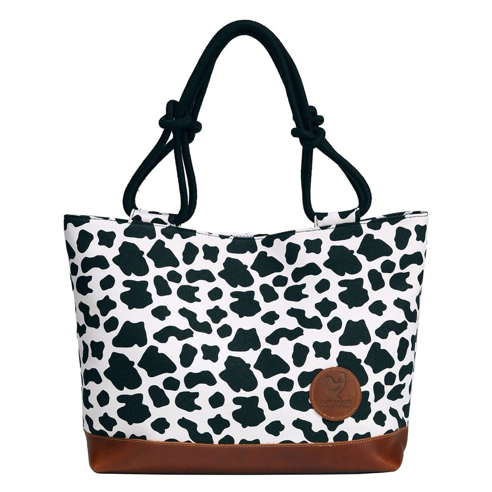 Cowhide Farmhouse Is My Style Tote Canvas Leather Country Bag $120